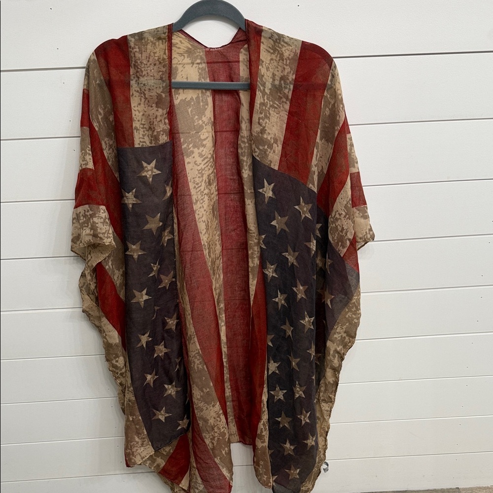 Sheer American Flag Kimono Cardigan